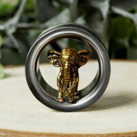 Silberner Flesh Tunnel mit 3D Elefant