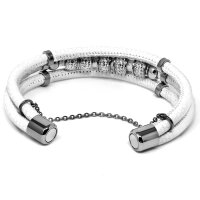 Leder-Armband 3-reihig mit Kristall-Perlen und Magnetverschluss
