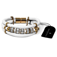 Leder-Armband 3-reihig mit Kristall-Perlen und Magnetverschluss