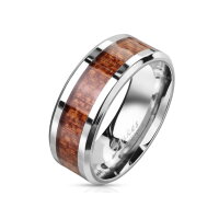 Silberner Ring mit braunem Holz