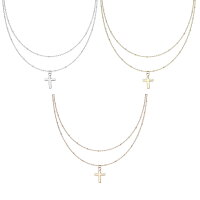 Mehrreihige Halskette mit Kreuz-Anh&auml;nger