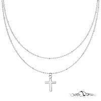 Mehrreihige Halskette mit Kreuz-Anhänger