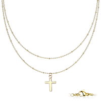 Mehrreihige Halskette mit Kreuz-Anhänger