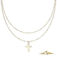 Mehrreihige Halskette mit Kreuz-Anhänger