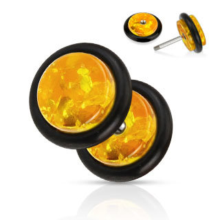 Piercing Fake Plug - Kunststoff - Bernstein
