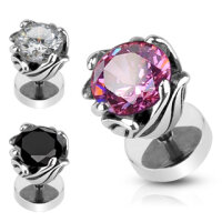 Piercing Fake Plug - Silber - Kristall - Verzierung