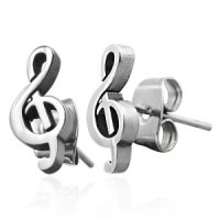 Ohrringe - Stecker - Silber - Notenschlüssel