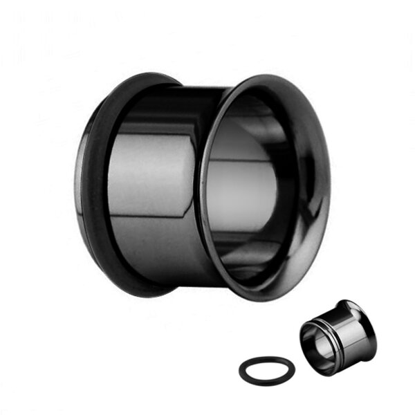 Single Flare Flesh Tunnel - Stahl - Schwarz