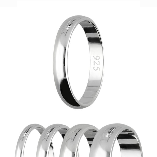 Ring - 925 Silber - Glänzend - 4 Breiten - Silber [08.] - Breite: 2mm - Ringgröße: 56