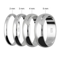 Ring - 925 Silber - Glänzend - 4 Breiten - Silber [08.] - Breite: 2mm - Ringgröße: 56