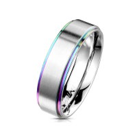 Silberner, Matter Ring mit Regenbogen Ringen