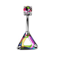 Bauchnabelpiercing mit Dreieck und Regenbogen Kristallen