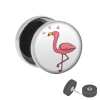 Silberner Fake Plug &quot;Flamingo Verliebt&quot;