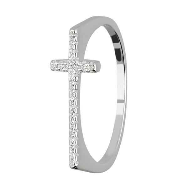 925 Sterling Silber Ring mit Kreuz und Kristallen