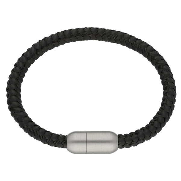 Schwarzes Armband mit silbernem Magnetverschluss