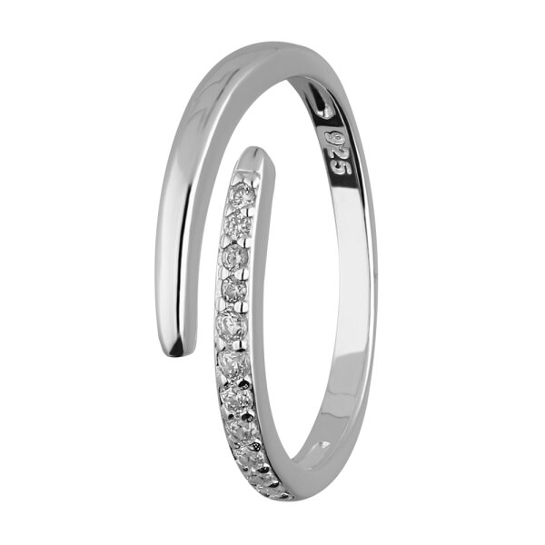 Offener 925 Sterling Silber Ring mit Kristallen