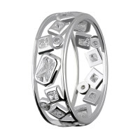 Breiter 925 Sterling Silber Ring mit geometrischen...
