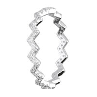 Ring - 925 Silver - Jagged Line - Crystals