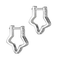 Hoop Earrings - 925 Silver - Star - Crystals