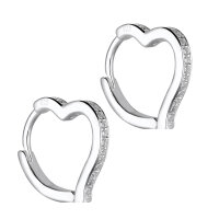 Hoop Earrings - 925 Silver - Heart - Crystals