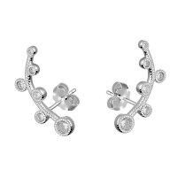 Ear Stud - 925 Sterling Silver - Tendril - Crystals