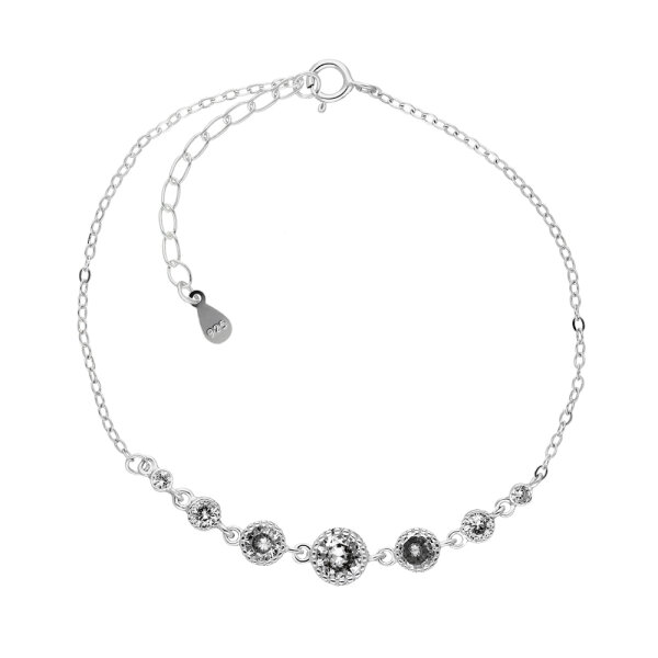 925 Sterling Silber Armband mit runden Kristallen