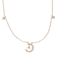 Rosegoldene 925 Sterling Silber Halskette mit Mond und...