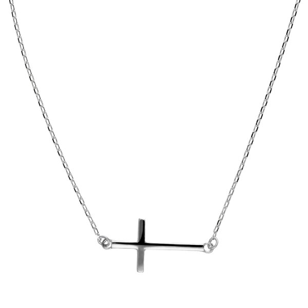 Silberne 925 Sterling Silber Halskette mit glänzendem Kreuz