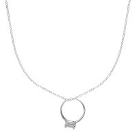 925 Sterling Silber Halskette mit Kristall Ring-Anhänger