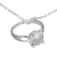 925 Sterling Silber Halskette mit Kristall Ring-Anhänger