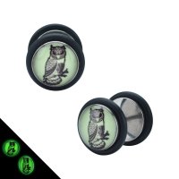 Motiv Fake Plug - Glow in the dark - Eule