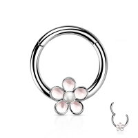 Segmentring-Clicker Piercing mit weißer Blume