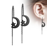 Ohrstecker mit Kette und Mond