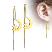 Ohrstecker mit Kette und Mond