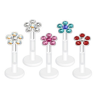 Piercing Labret - Bioflex - Blume - Kristall