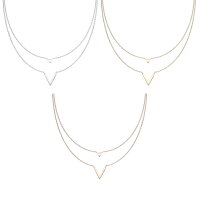 Mehrreihige Halskette mit Dreieck und V Anhänger
