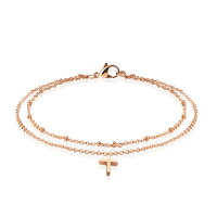 Mehrlagiges Armband mit Kreuz in Roségold