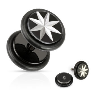 Fake Plug - Schwarz - Gravur - Stern