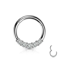 Segmentring-Clicker Piercing mit 5 Kristallen