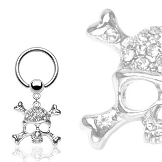 Klemmring Piercing - Silber - Totenkopf