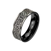 Schwarzer Finger-Ring mit keltischem Knoten-Muster