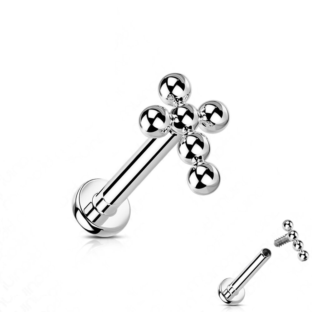 Titan Labret Piercing mit KugelKreuz 4 Farben, 17,95