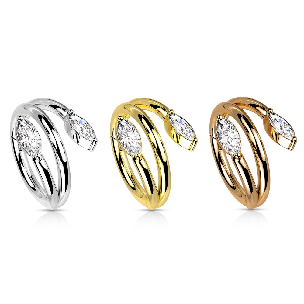 Segmentring-Clicker Piercing mit Ranke und Kristallen | 3 Farben, 20,95