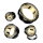 Schwarzer Flesh Tunnel mit goldenem Ornament