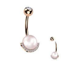 Bauchnabelpiercing mit Perle und Kristallen