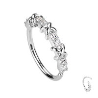 Continuous Piercing Ring mit X und Kristallen