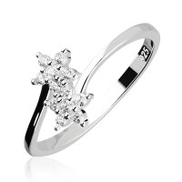 925 Sterling Silber Ring mit 2 Kristall-Blumen