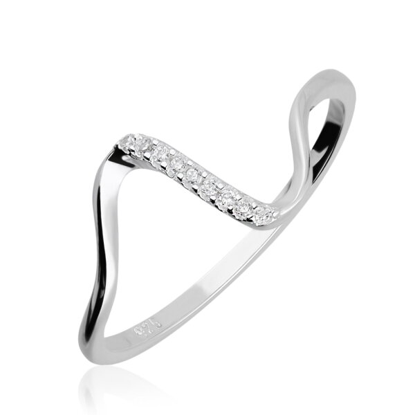 925 Sterling Silber Ring mit Welle und Kristallen