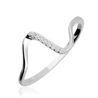 925 Sterling Silber Ring mit Welle und Kristallen