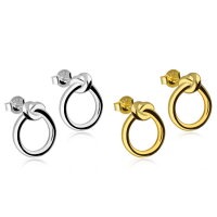 925 Sterling Silber Ohrstecker mit Ring und Knoten